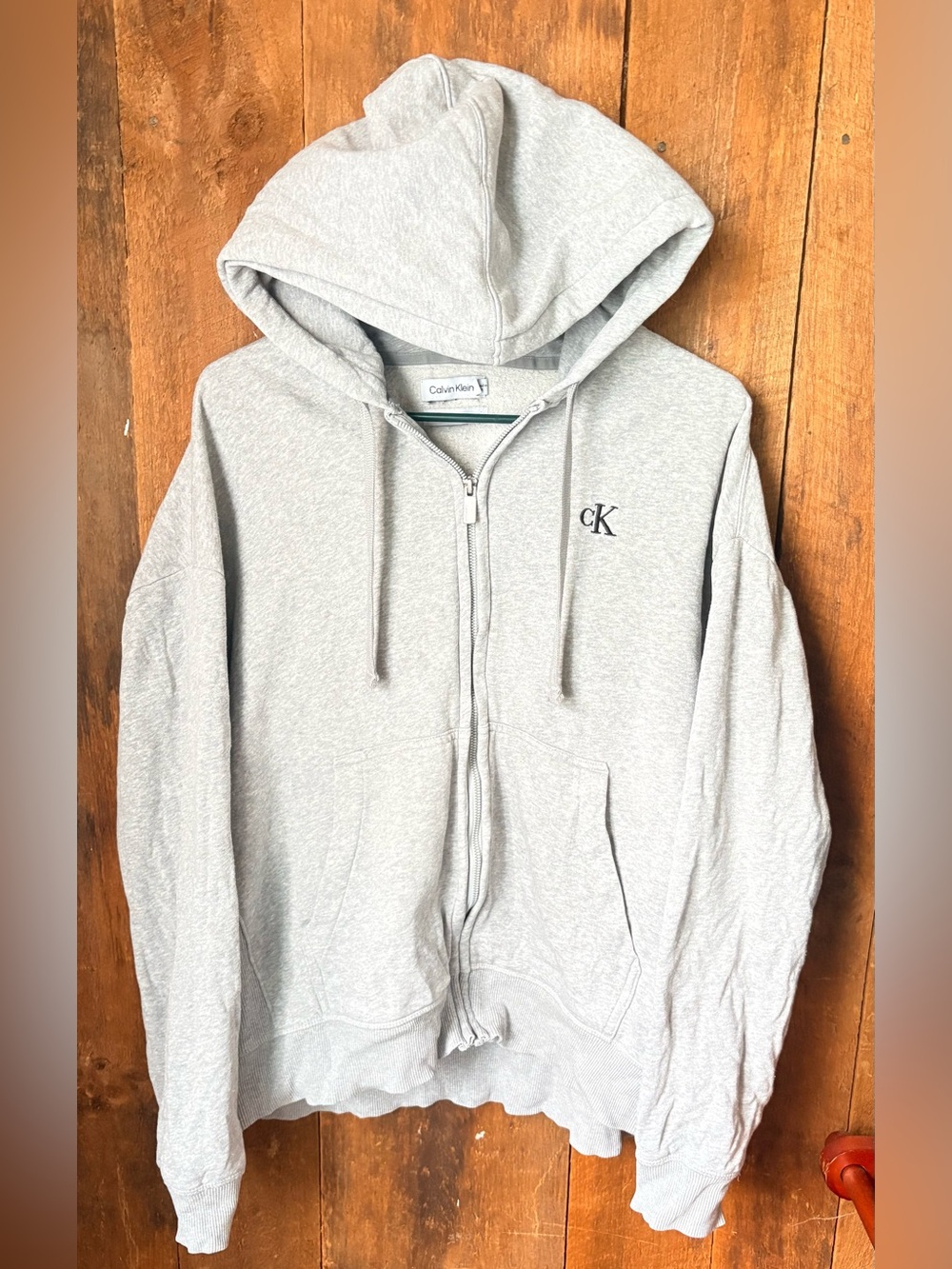 Calvin Klein Heather Gray Men's Full-Zip Hooded Sweatshirt